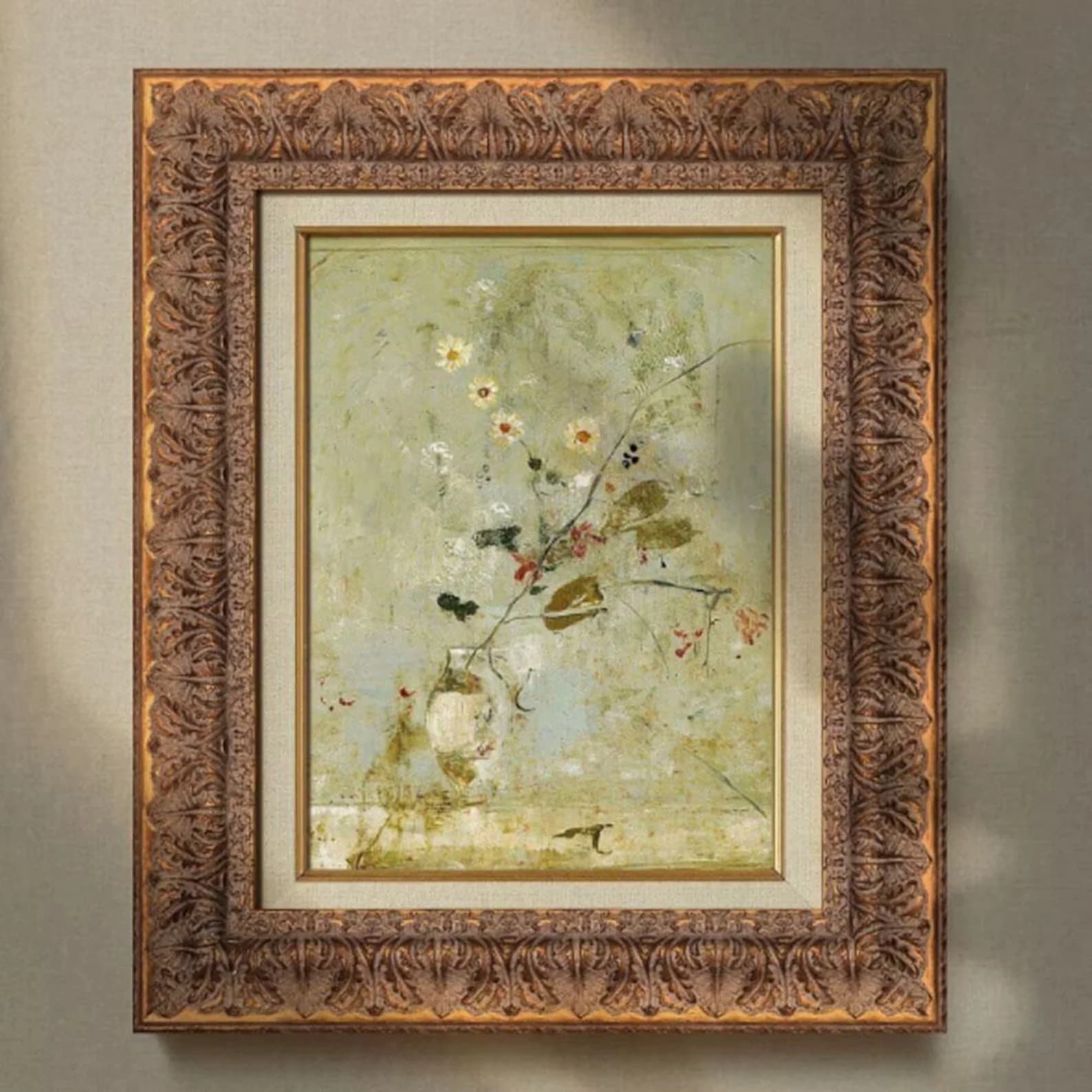 Chunky Ornate Carved Wood Picture Frame Photo Frame Antique Gold Leaf Finish Wide Moulding for Oil Painting Vintage Art Display