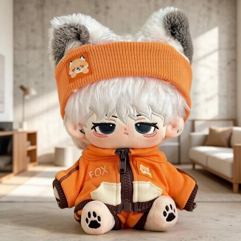 Vestiti per bambole in peluche di cotone da 20 cm, set di ricambio in stile volpe/lupo, vestiti per giocattoli di peluche, pantaloni con foulard, regalo per bambina