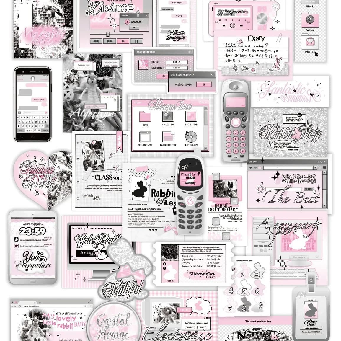 30 pezzi coreano INS stile balletto grigio rosa pacchetto di adesivi ragazze carine scrapbook ufficiale decorazione fai da te custodia per cellulare decorazione bagagli