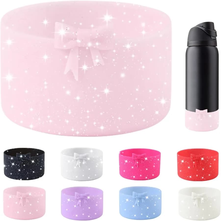 Stivale in silicone con fiocco per bottiglia d'acqua da 32 onceManicotto protettivo antiscivolo Protezione paraurti inferiore per FreeSip Twist e Flip in acciaio inossidabile