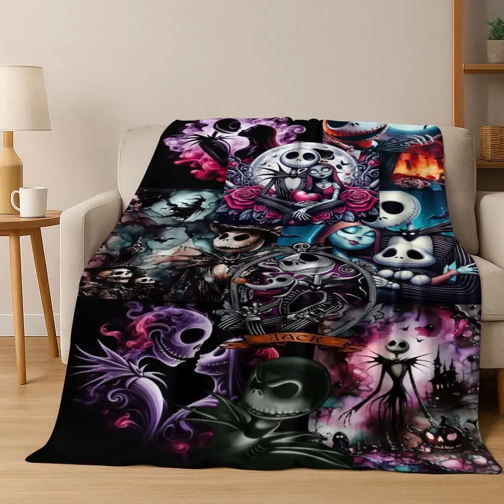 2026 Nuovo The Nightmare Before Christmas Jack Cartoon Coperta di flanella, calda e accogliente coperta morbida per il divano letto della camera da letto di casa