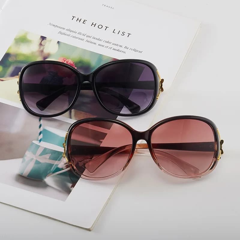 2 pezzi - Nuovi occhiali da sole alla moda con testa di volpe, occhiali da sole polarizzati con montatura grande e motivo floreale per donna
