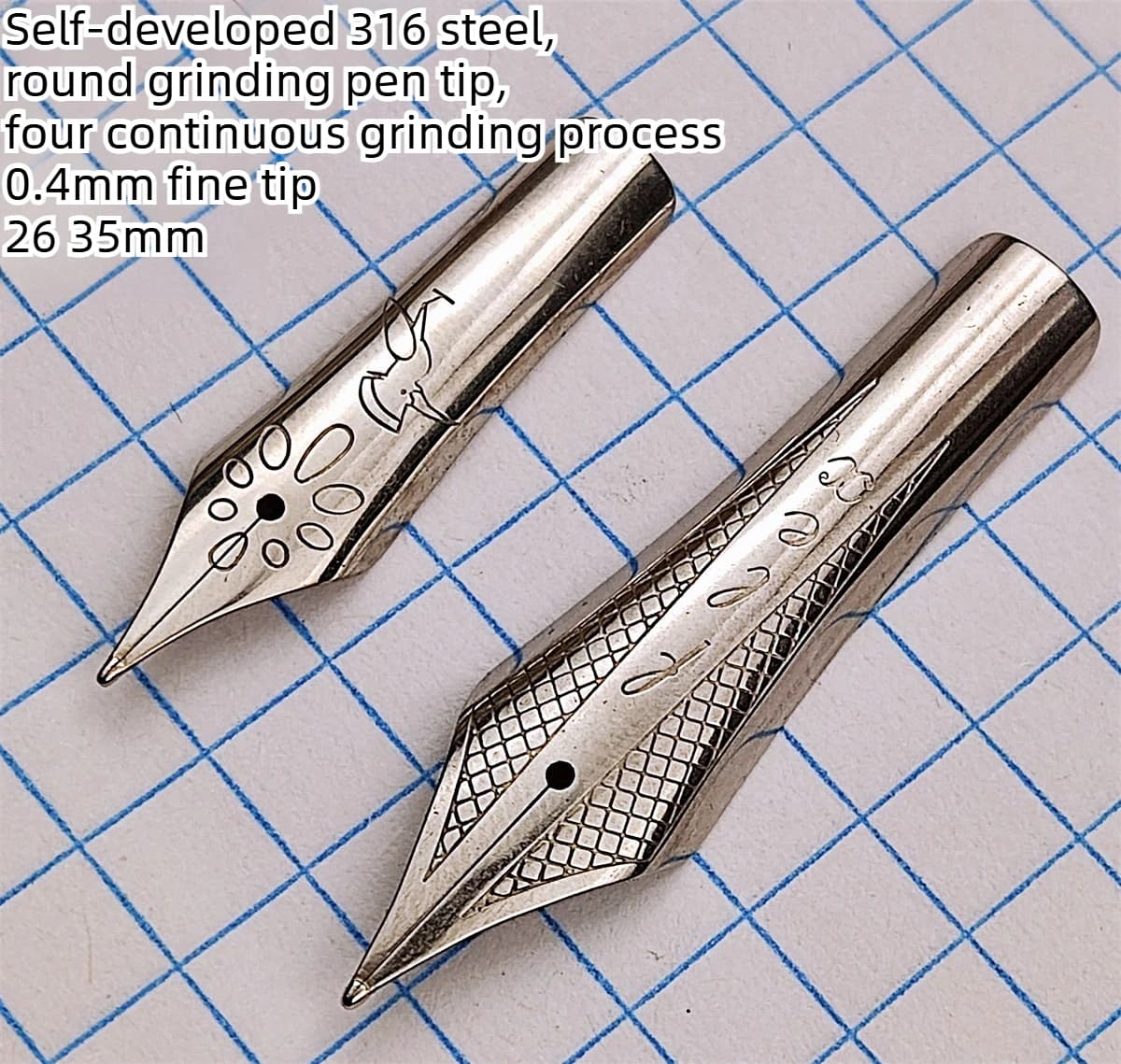 Handmade 316 Steel Round Polished Fountain Pen Nib Four-Line Grinding Process 26mm 35mm For JINHAO MAJOHN Office School Supplies