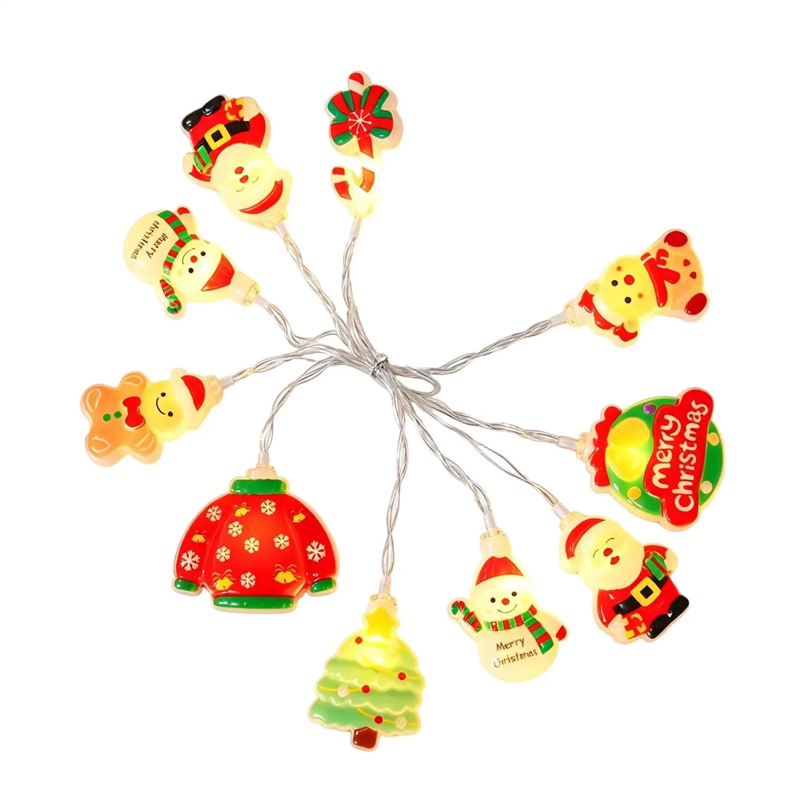 Christmas String Lights Decorative Waterproof LED Santa Light Christmas Tree Hangings Decor For Porch Front Door Yard Patio Path