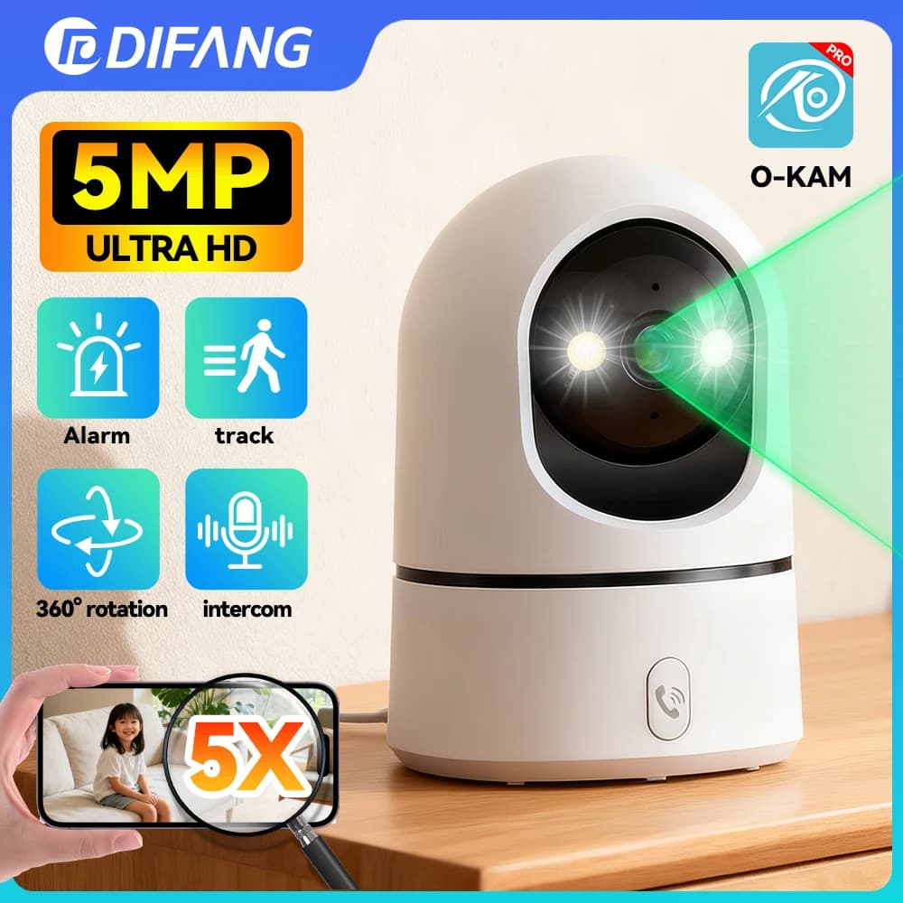 DIFANG 5MP Video Baby Monitor Video-Chiamata Protezione di sicurezza domestica Zoom 5X CCTV Telecamera IP Sorveglianza domestica interna O-kam