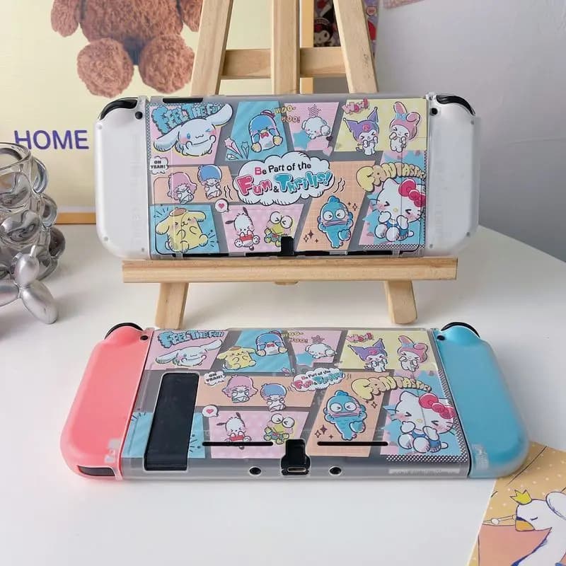 Custodia Protettiva Anime Sanrio Hello Kitty Cartoon, Cover Morbida Dipinta Anti-graffio per Console di Gioco Nintendo Switch Kawaii