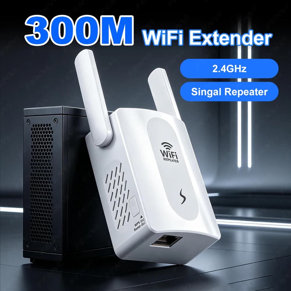 300M WiFi Repeater Wireless Booster 2.4GHz 802.11n Signal Booster Long Range Amplifier For Home/Office US Plug Easy Set