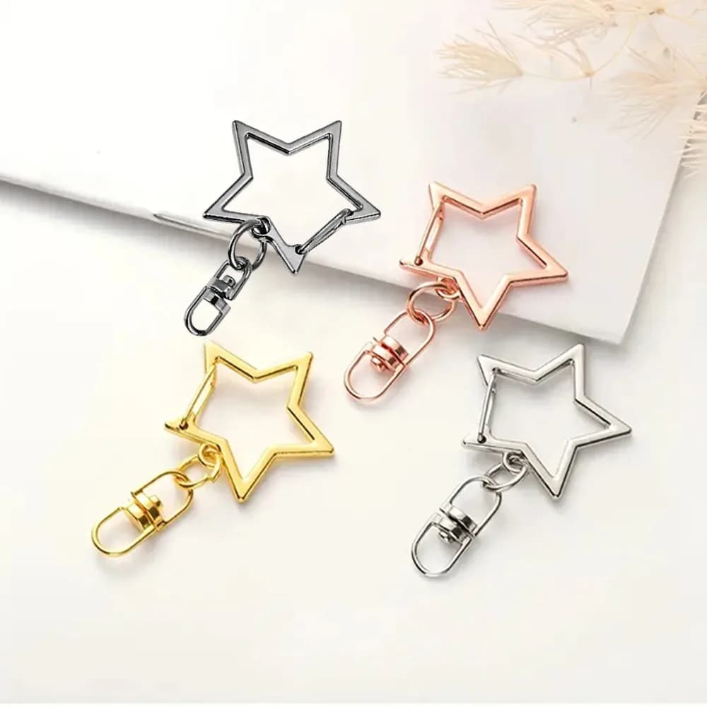 5/15/25/50Sets Star Shaped Snap Keychain Lobster Claw Clasp With Hanging Buckle Jump Ring DIY Handmade Craft Jewelry Making Accessory Gift