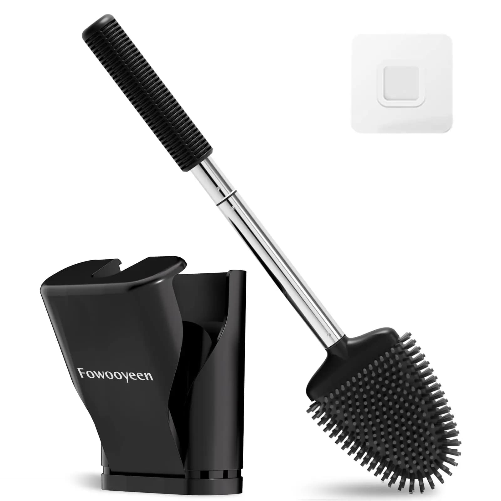 Set di Spazzole per WC in Silicone con Supporto, Spazzole Automatiche per WC con Base Ventilata per Bagno, Nero
