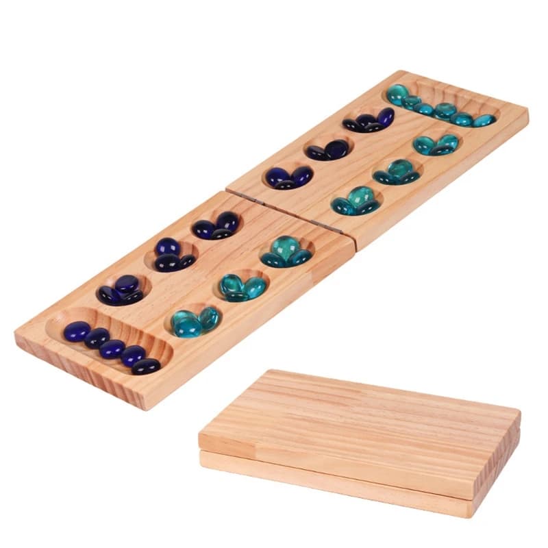 Novità Mancala Gioco Gemma africana Scacchi con 48 pietre di vetro Giocattoli interattivi per la casa per genitori e bambini Dropshipping