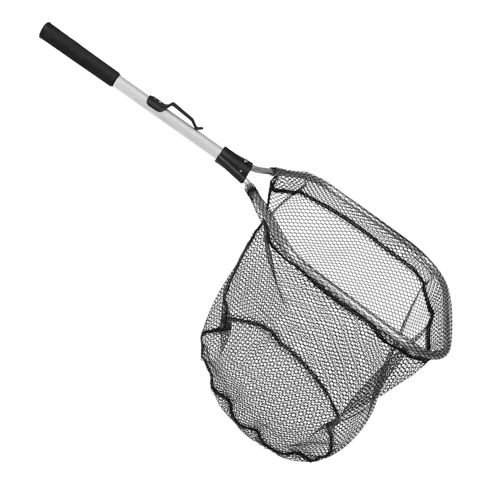 Rete da Pesca Pieghevole Compatta Portatile Leggera in Alluminio con Rete in Silicone Anti-Groviglio e Gancio per Pesca in Spiaggia, Laghetto, Mare e Granchi