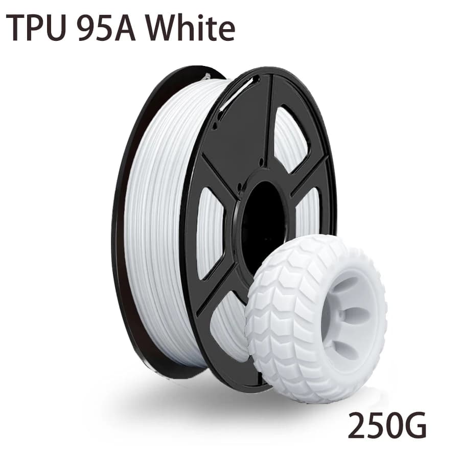 Filament TPU 1,75 mm White 250G, 95A Soft 3D Printing Filament dimensional accuracy +/- 0.02 mm, 250G coil (0.55 pounds)