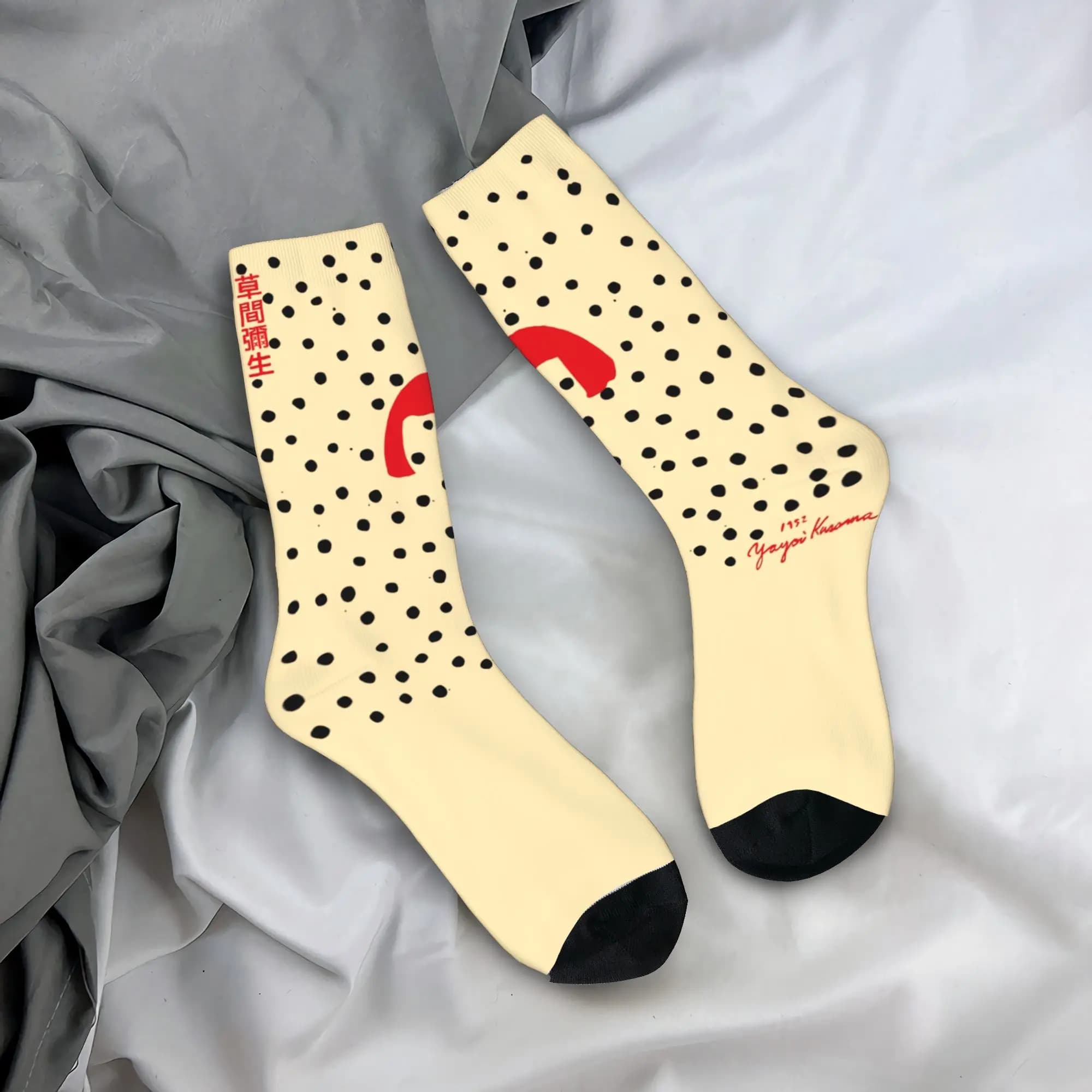 Calzini da uomo personalizzati alla moda Yayoi Kusama, calzini unisex traspiranti e caldi con stampa 3D, calzini con disegno astratto.
