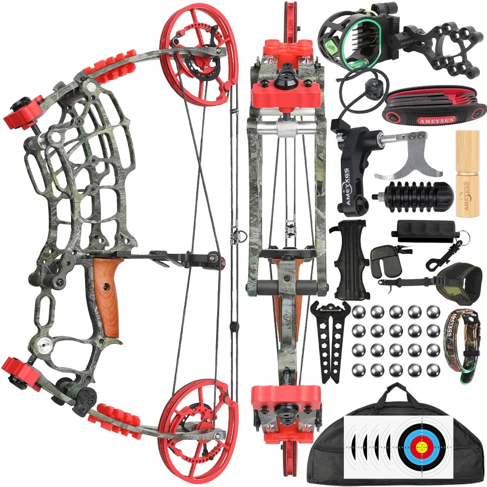 Dual Use Compound Bow Kit Shooting Steel Ball 30-60 Lbs Short Axis Left Right Hand Target Archery Shooting Hunting