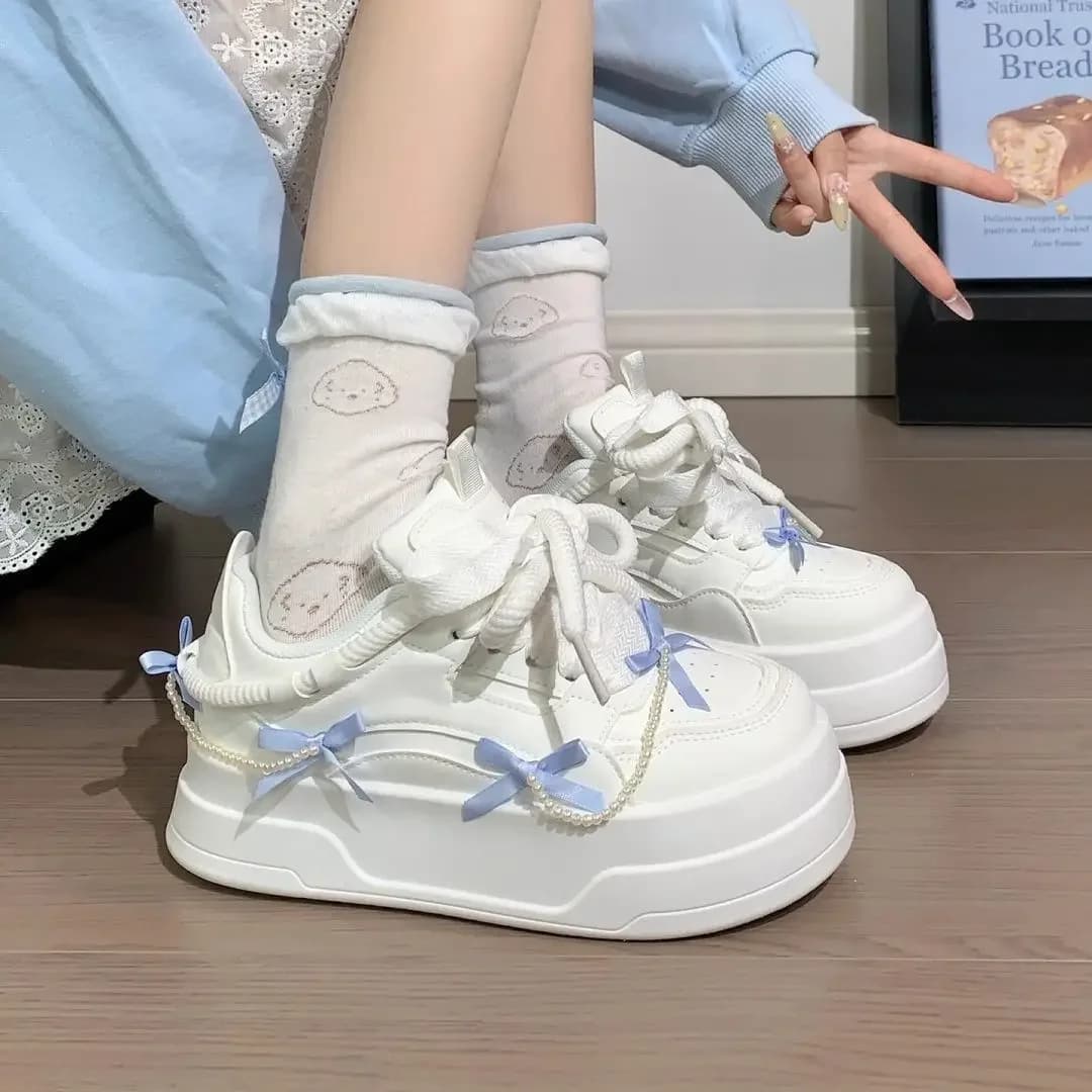 Summer Thick Sole Platform Sneakers for Women Hong Kong Style Star Design Ins Popular Niche Original White Casual Shoes