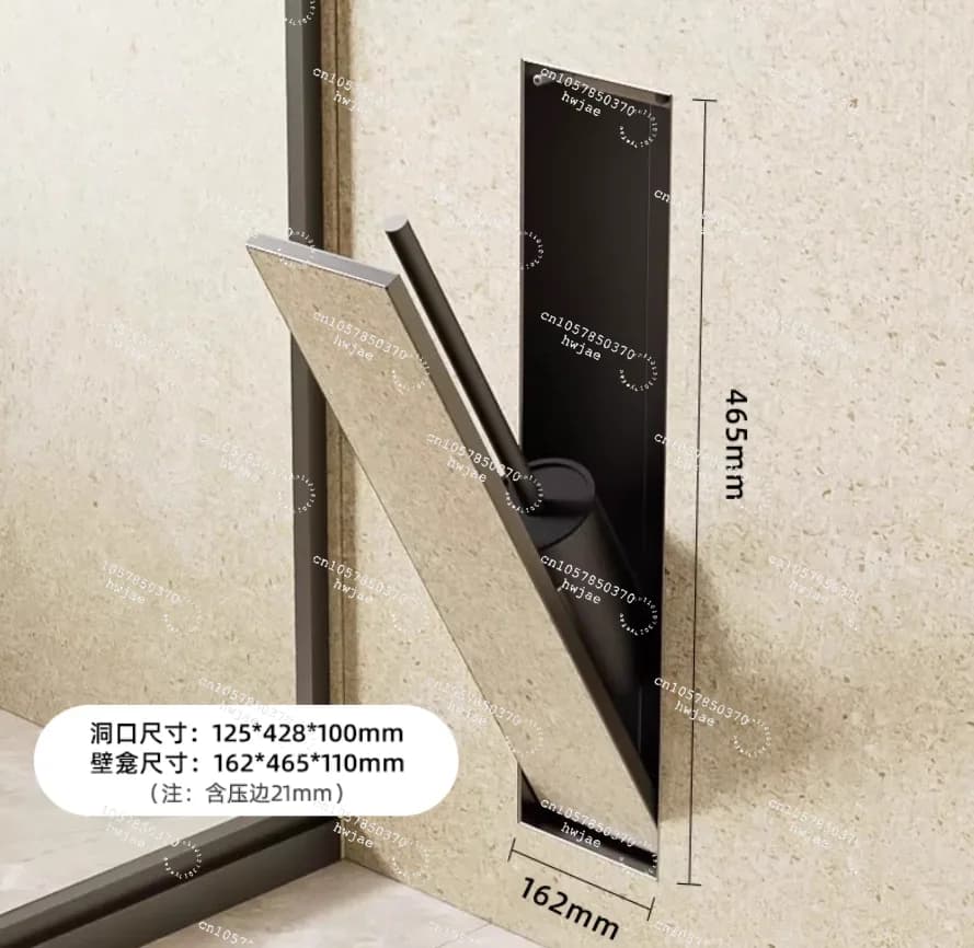 Stainless Steel Bathroom Toilet Side Niche with Embedded Silicone Brush Wall Hidden Model for Cleanliness And Aesthetic Appeal