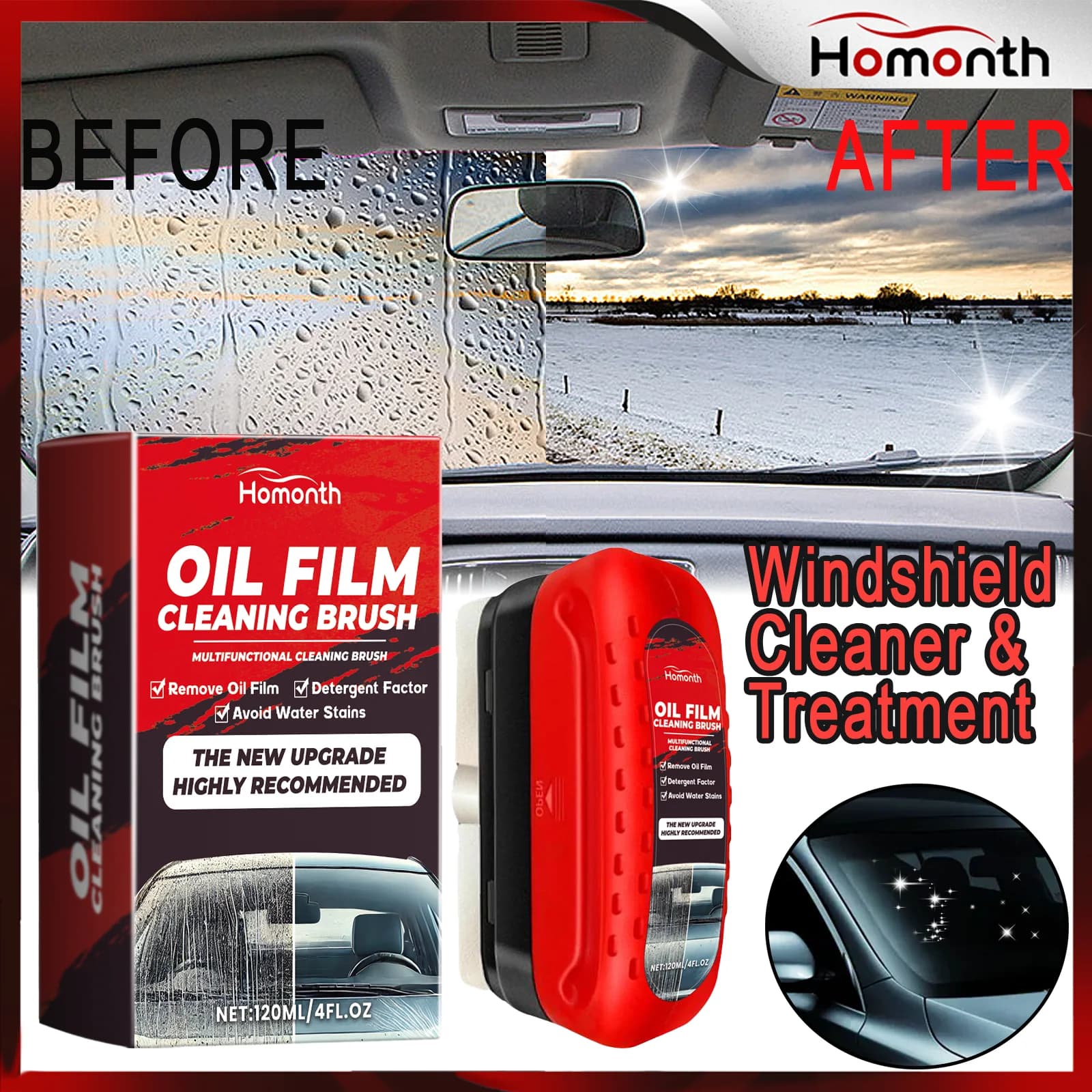Glass Cleaning Panel for Auto Glass Oil Film Removal Panel Hydrophobic Glass Coating Windscreen Window Brush for Automatic Glass Refill Cleaning Brush