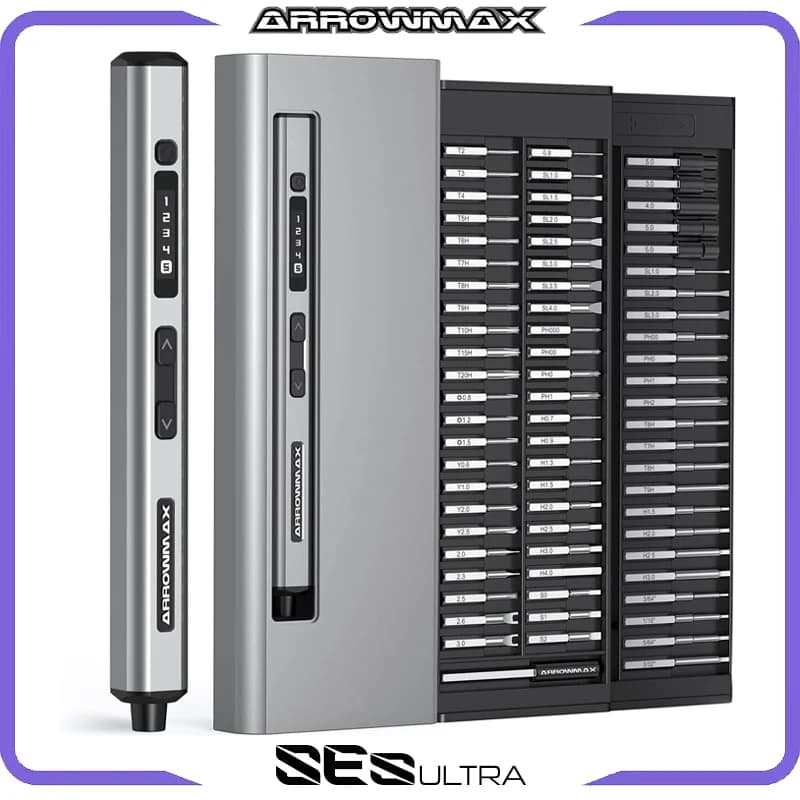 ARROWMAX 70 in 1 Mini cacciavite elettrico Set di cacciaviti a batteria di precisione per la riparazione di orologi portatili con fotocamera del telefono SES Ultra
