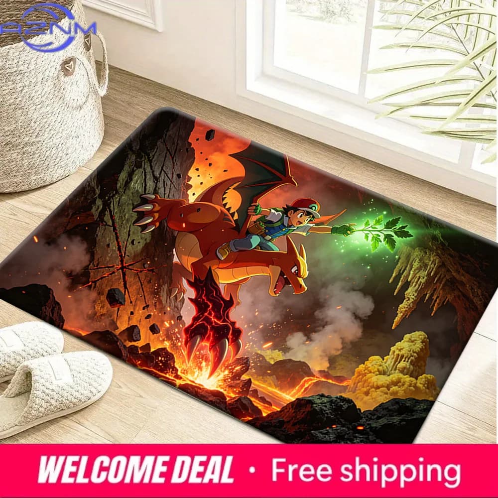 Tappetino antiscivolo Ash Ketchum & Charizard Lava Cave Adventure