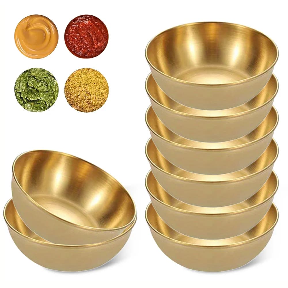 8 Pz/set Oro In Acciaio Inox Salsa D'oro Piatti Antipasto Condimento Piatti Da Servire Set Vassoio Piatti Spezie Stoviglie Da Cucina