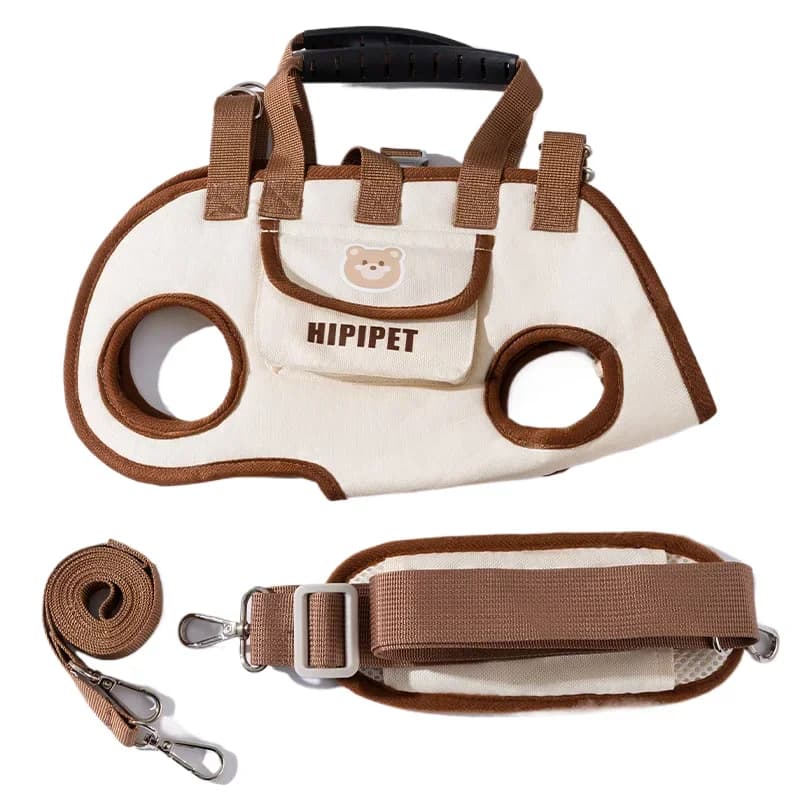 Borsa per cani a trazione regolabile a mani libere, marsupio trasportino traspirante e portatile per cani anziani/infermati, marsupio di supporto facile da pulire