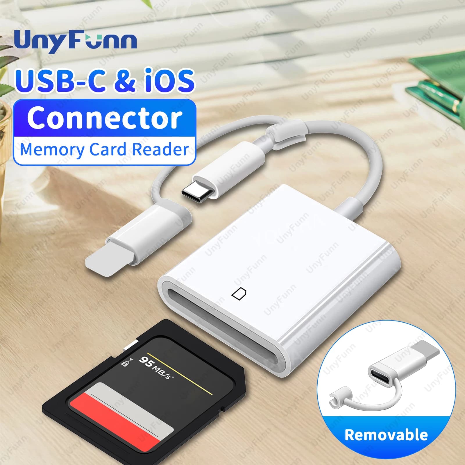 Lettore di schede USD per iPhone iPad, doppio connettore USB-C e Lightning adattatore per scheda SD di memoria per visualizzatore di telecamere da pista per schede SD/MicroSD