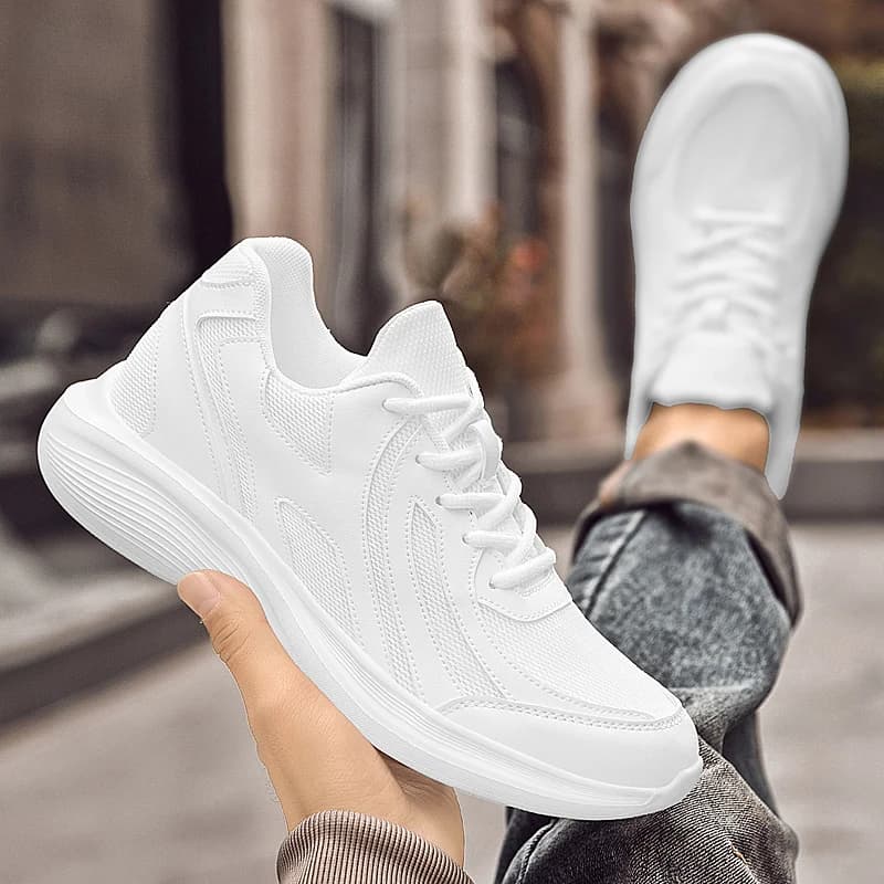 Scarpe da Uomo con Rialzo Bianche e Nere, Sneakers Traspiranti con Aumento di Altezza, Scarpe Sportive da Uomo 35-45