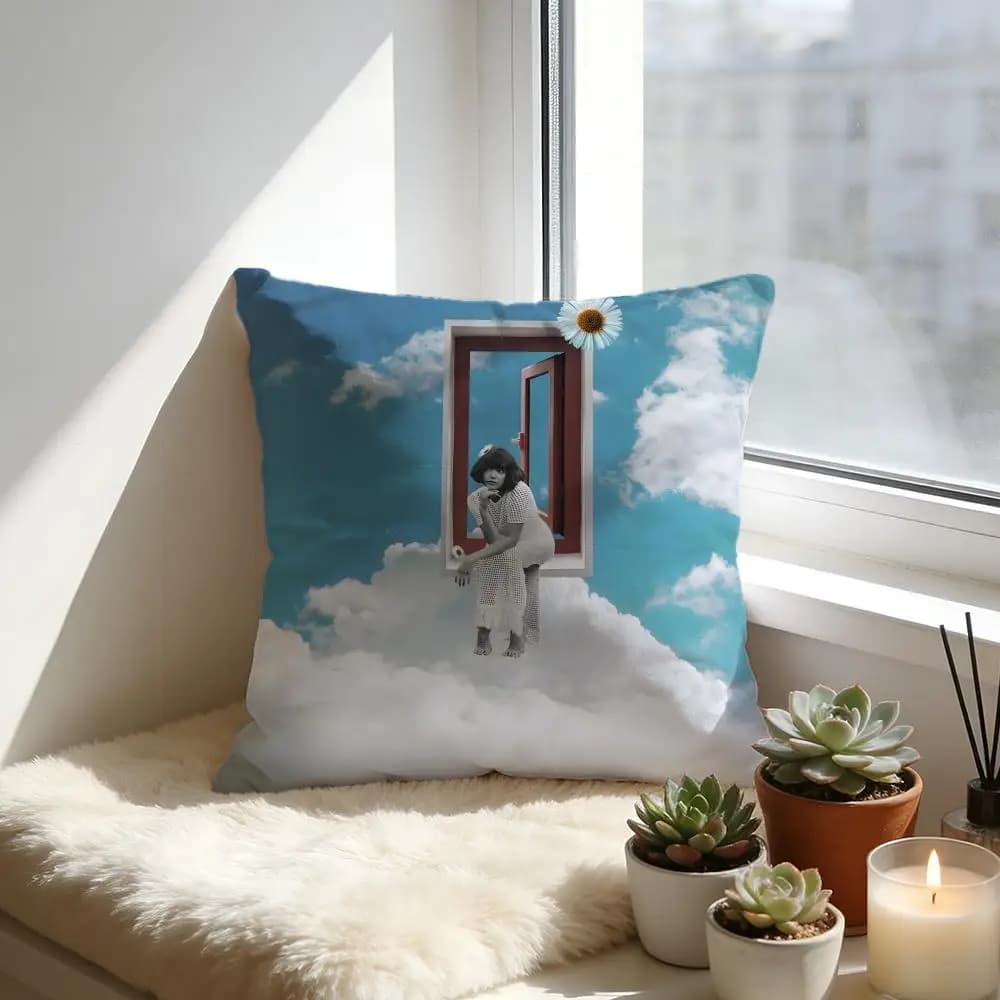 Fodera per cuscino con tema Travel Fantasy Heavenly Palace, cuscino in morbido velluto, morbido e caldo, per divano e letto