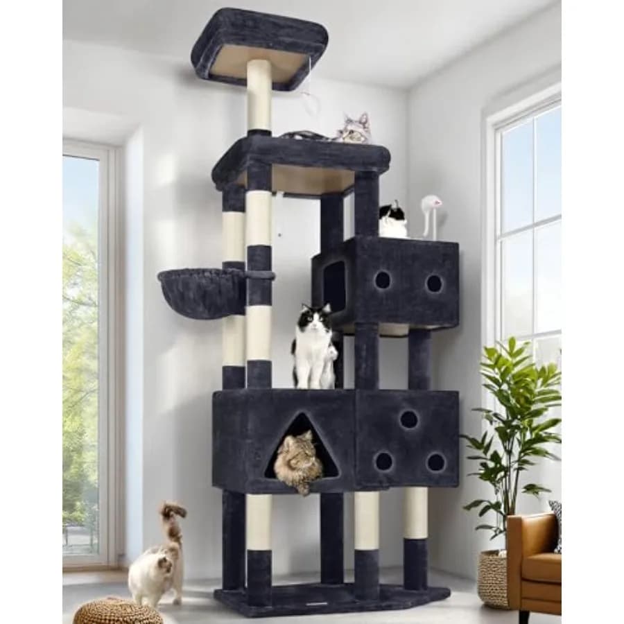 Torre per Gatti Extra Large, Altezza 81 Pollici, per Gatti di Grandi Dimensioni fino a 20 Libbre, Torre Tiragraffi XXL Resistente per Gatti Adulti da Interno
