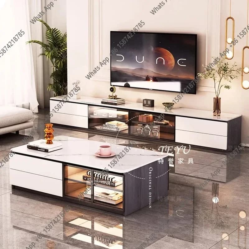 UU S Mobile TV Door in Wood, Modern Living Room with Lockers, Design TV Stand with Fireplace, Luxury Furniture Trendy