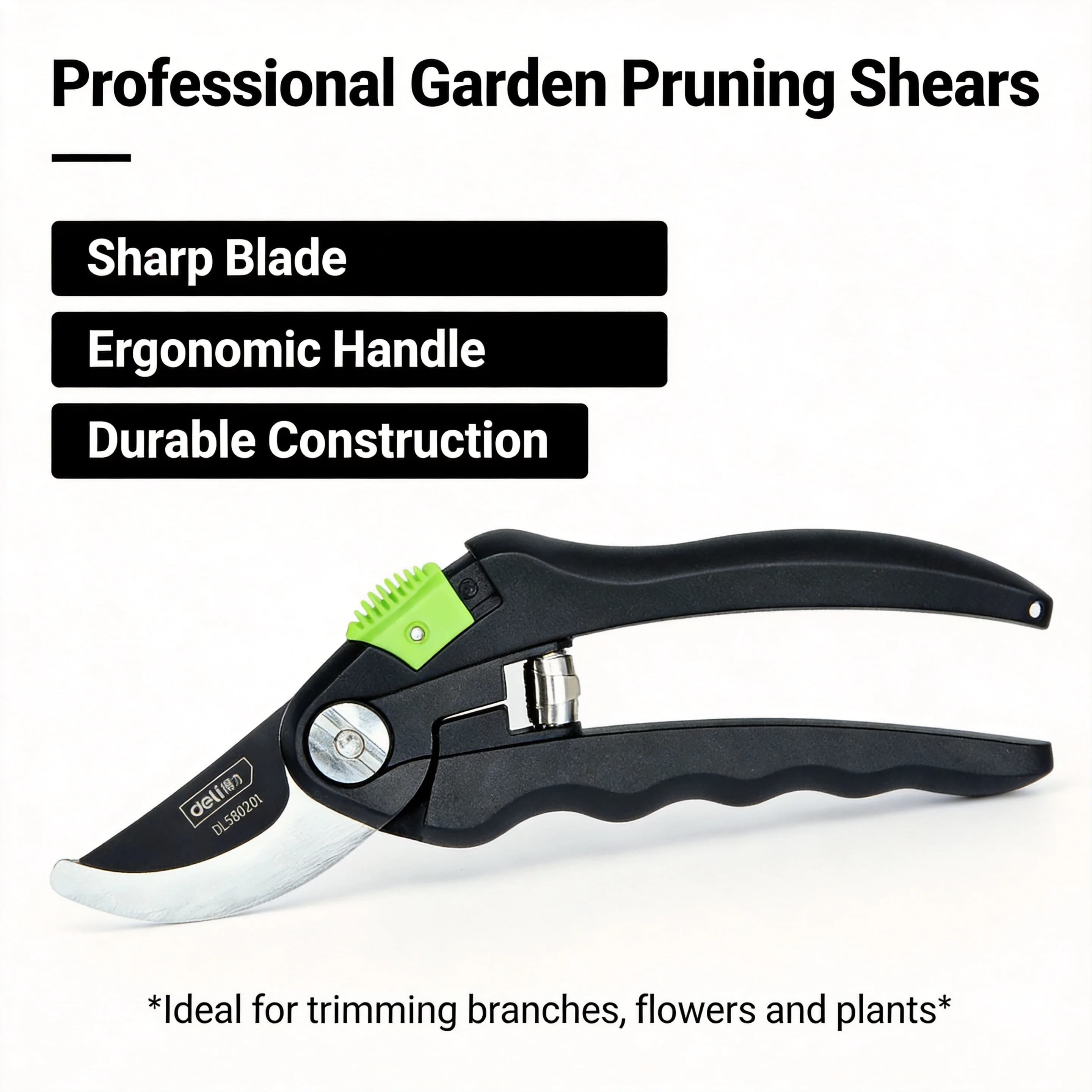 Forbici da Potatura Ergonomiche – Cesoie Affilate per Giardinaggio, Forbici con Protezione per le Mani, Attrezzi da Giardino Durevoli