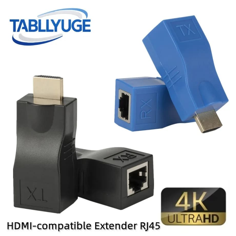 HDMI-compatible to RJ45 Extender HDMI-compatible Extender RJ45 30M Extender to RJ45 Over Cat 5e/6 Network LAN Ethernet Adapter