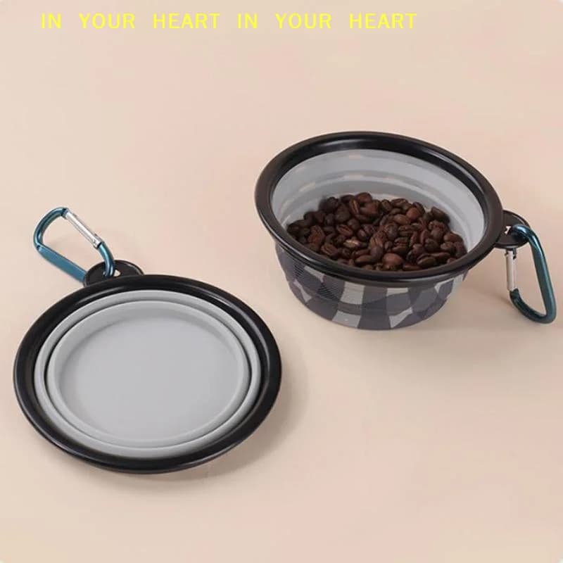 Portable Outdoor Camping Travel Portable Folding Supplies Dishes Feeding Bowl With Hook Pet Supplies Pet Silicone Folding Bowl
