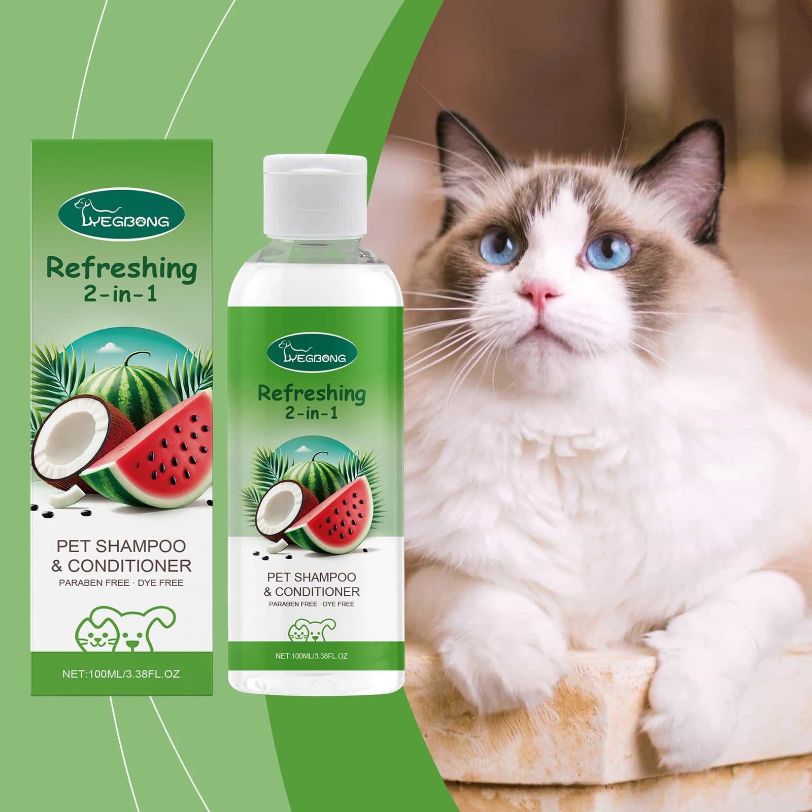 Yegbong Shampoo Balsamo per Animali Domestici 2 in 1 Rimuovi lo Sporco Pelliccia Liscia Alleviare Il Prurito Deodorante Fragranza a Lunga Durata Gel Doccia per Cani