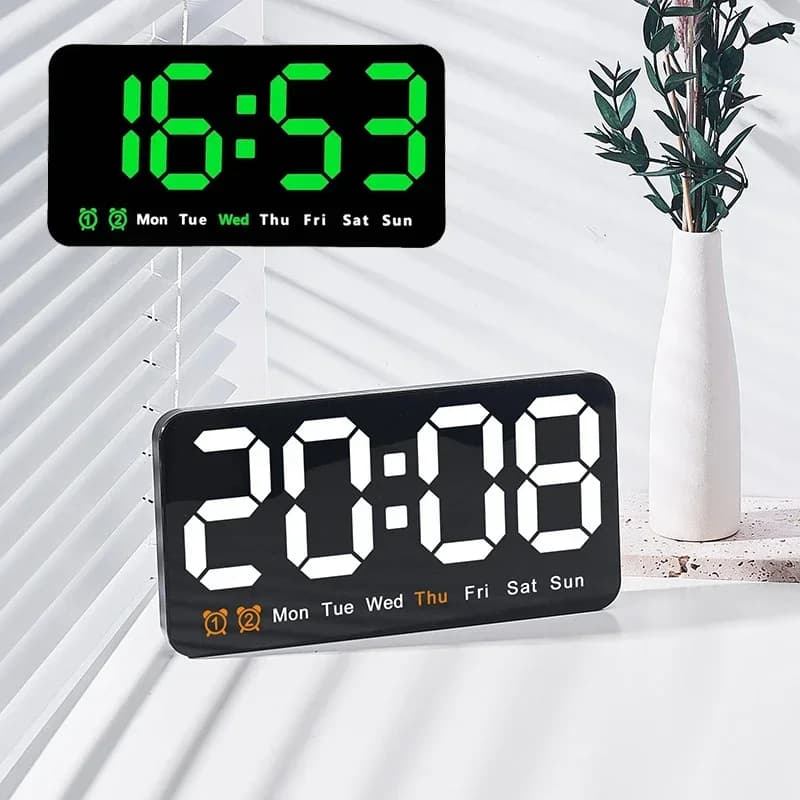 Orologio da parete elettronico temperatura data orologio da tavolo doppio allarme da parete orologi digitali a LED per il controllo vocale della camera da letto di casa