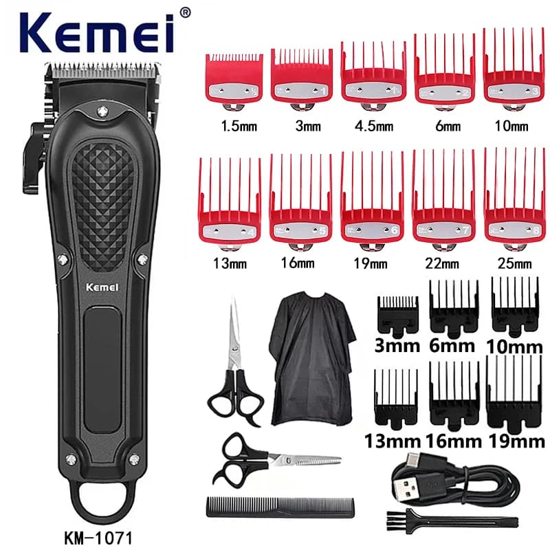 Tagliacapelli Kemei KM-1071 Ricaricabile USB Senza Fili, Potente Regolabarba Elettrico per Uomo
