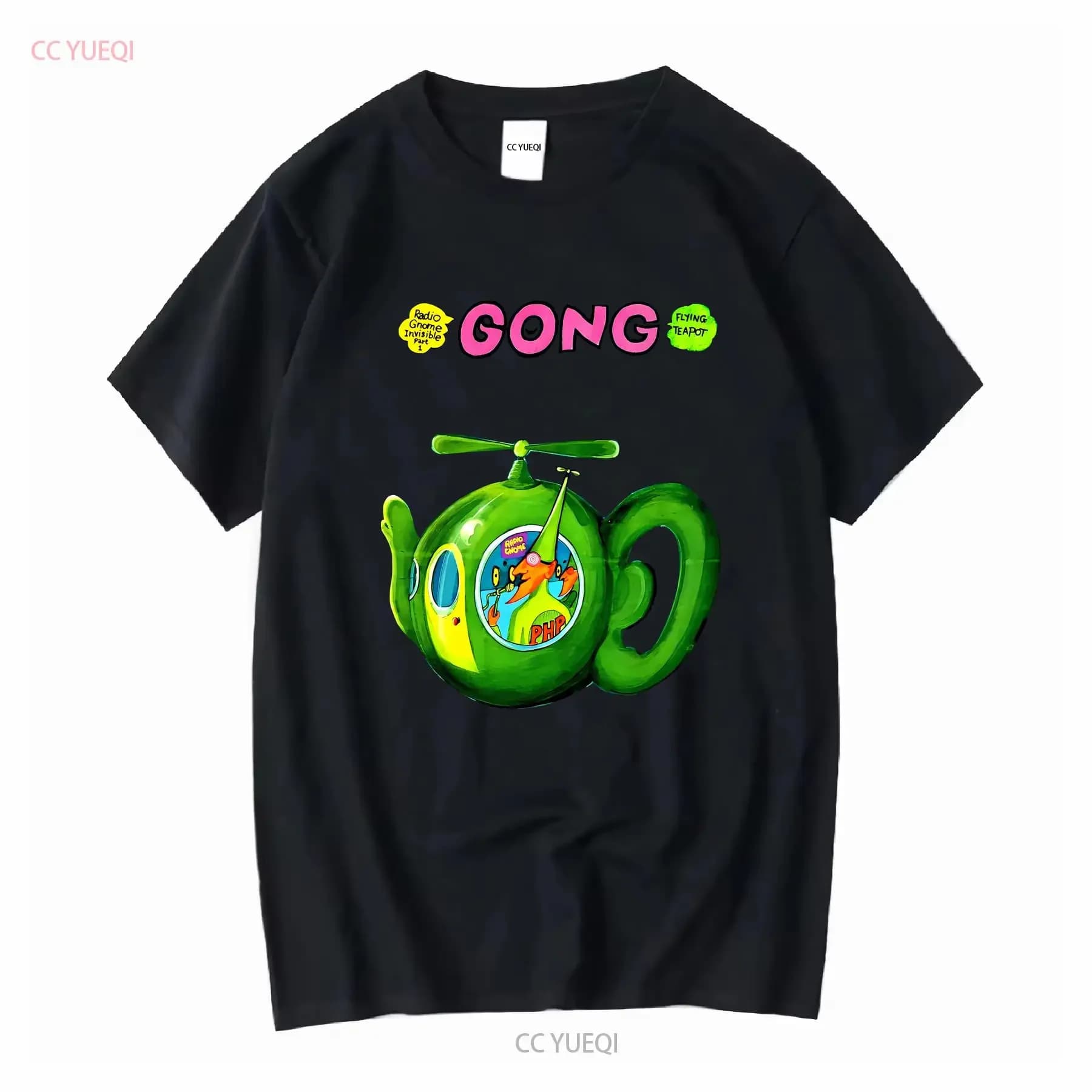 Gong Rock Band Daevid Allen T Shirt Teiera volante Didier Malherbe Pip Pyle maniche lunghe vintage Lavato Casual Comodo homme