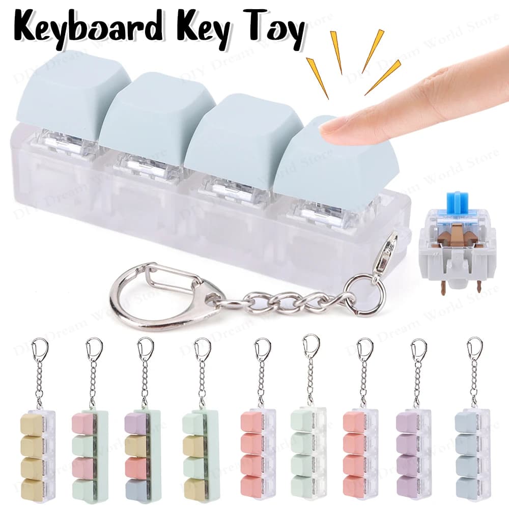 4 tasti pulsante keycap fidget portachiavi tastiera chiave giocattolo tastiera clicker giocattolo tastiera cubo giocattolo per regali per adulti per alleviare il tempo di passaggio