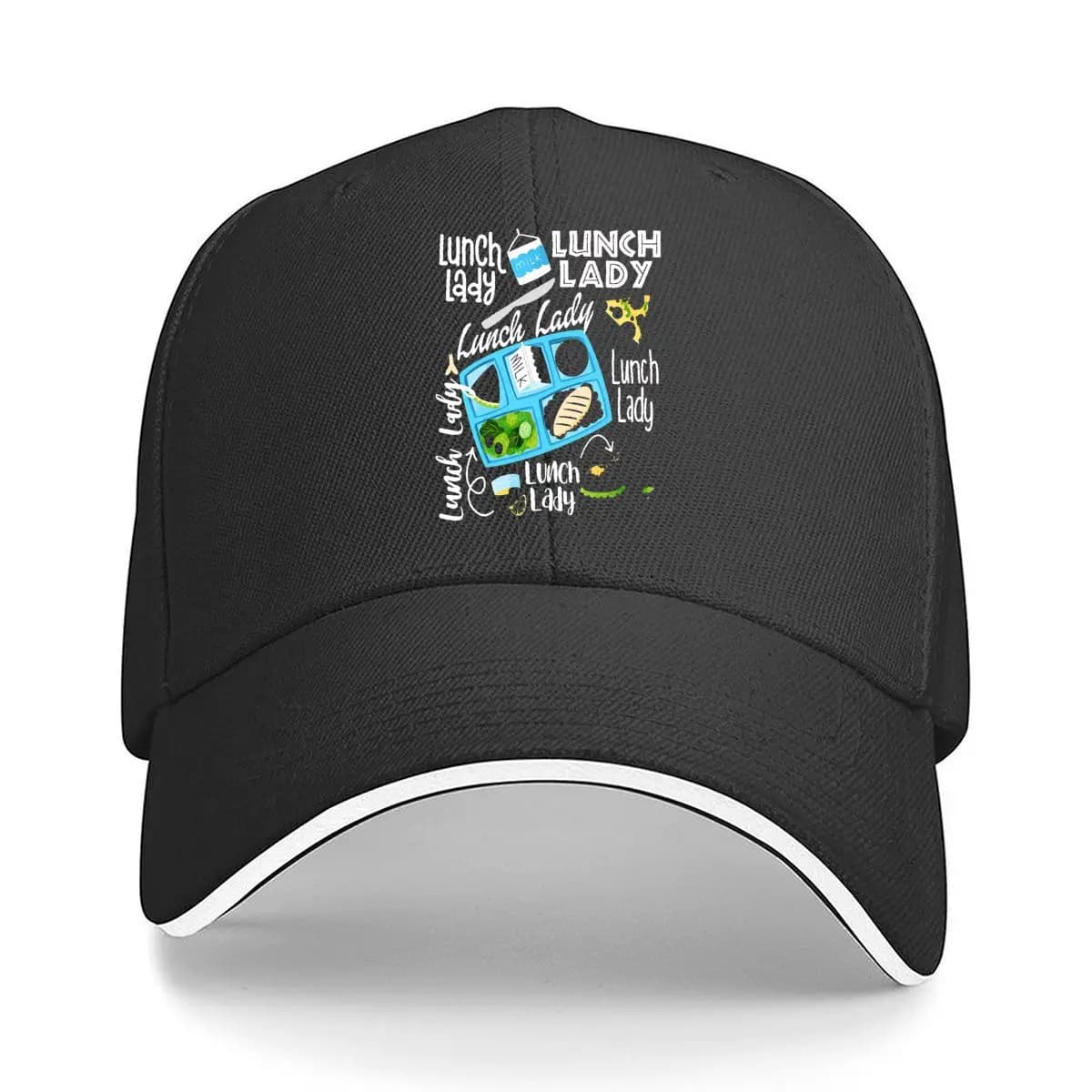 Milk Lunch Lady School Cafeteria Tray Food Graphic Sandwich Baseball Cap Men Women Sun Cap Outdoor Workouts Hat