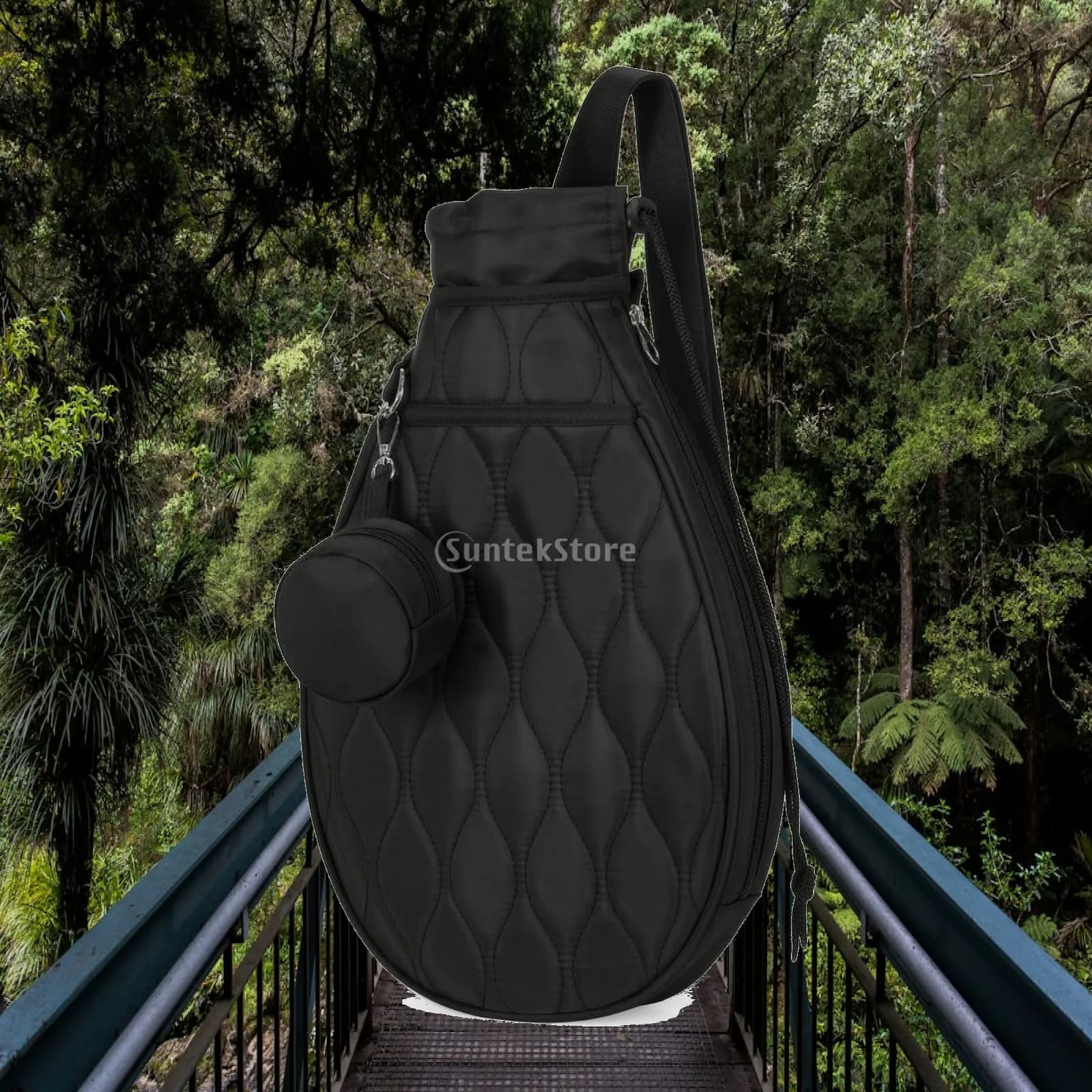 Tennis Racket Bag Quilted Racket Bag with Pouch Teardrop for Sports Training