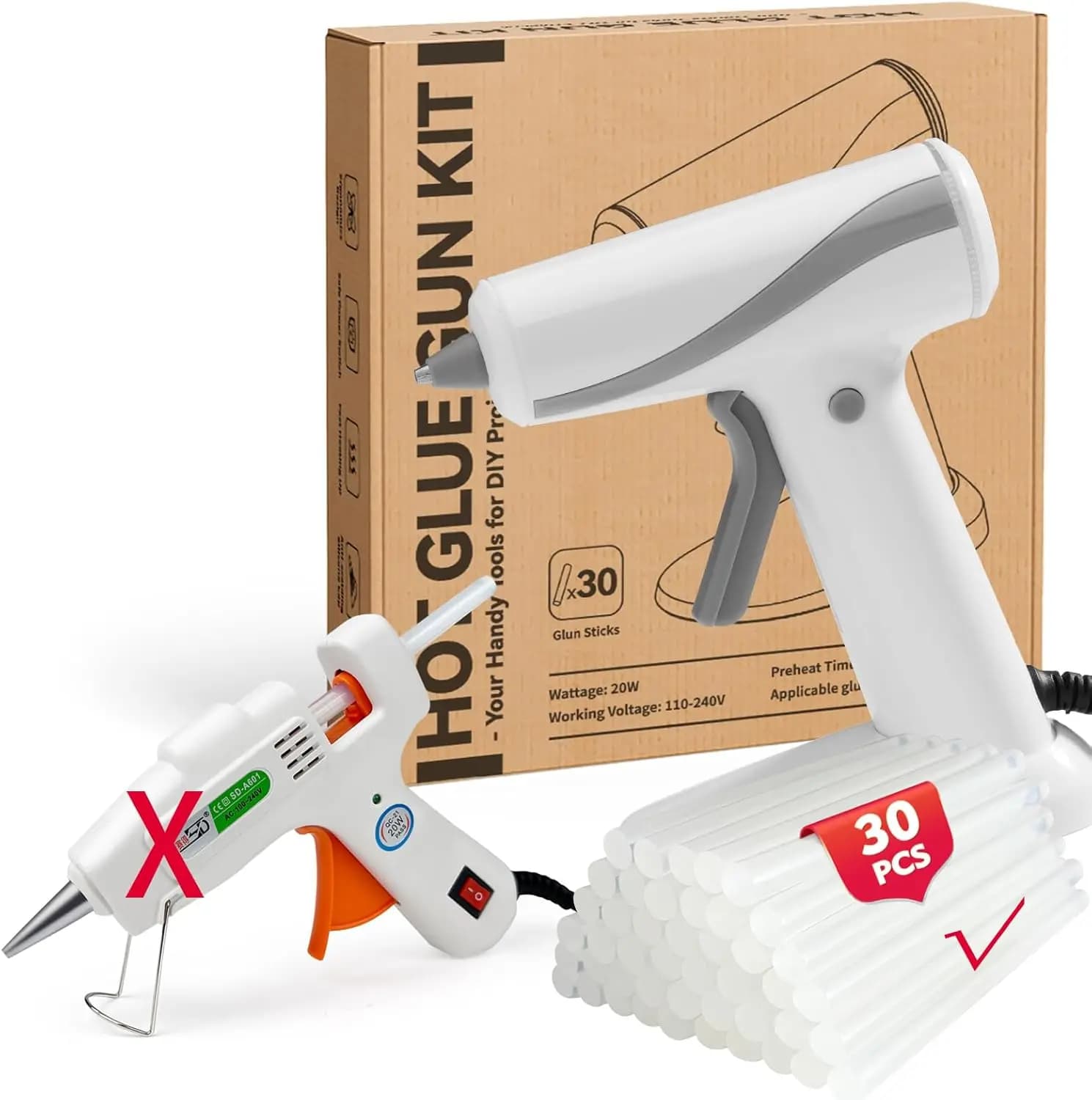 Mini Hot Glue Gun Kit with 30 Glue Sticks, Fast Heating, Anti-Drip, for DIY Crafts, School Projects, Home Repairs