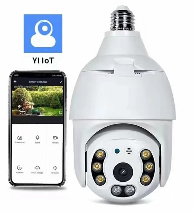 3MP 1296P YILOT E27 Portalampada Wireless PTZ IP Dome Camera Visione notturna a colori Sicurezza domestica CCTV Baby Monitor