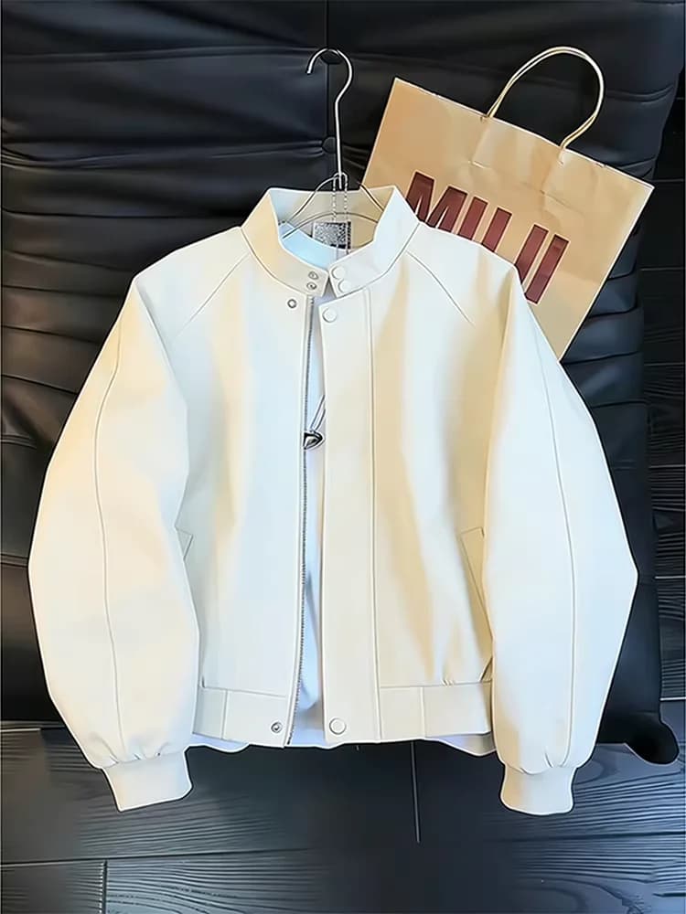 Spring Shortened Stand Collar Men's Jacket Breathable Windproof Fleece Lined Outdoor Hiking Camping Traveling Bicycle Riding