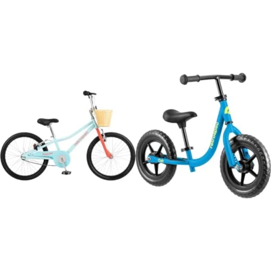 Set di Biciclette: 20 Biciclette per Bambini e Bambine dai 6-8 Anni con Sedile Regolabile, Manubrio e Ruote Stabilizzatrici Più 12 Bici Senza Pedali per Bambini