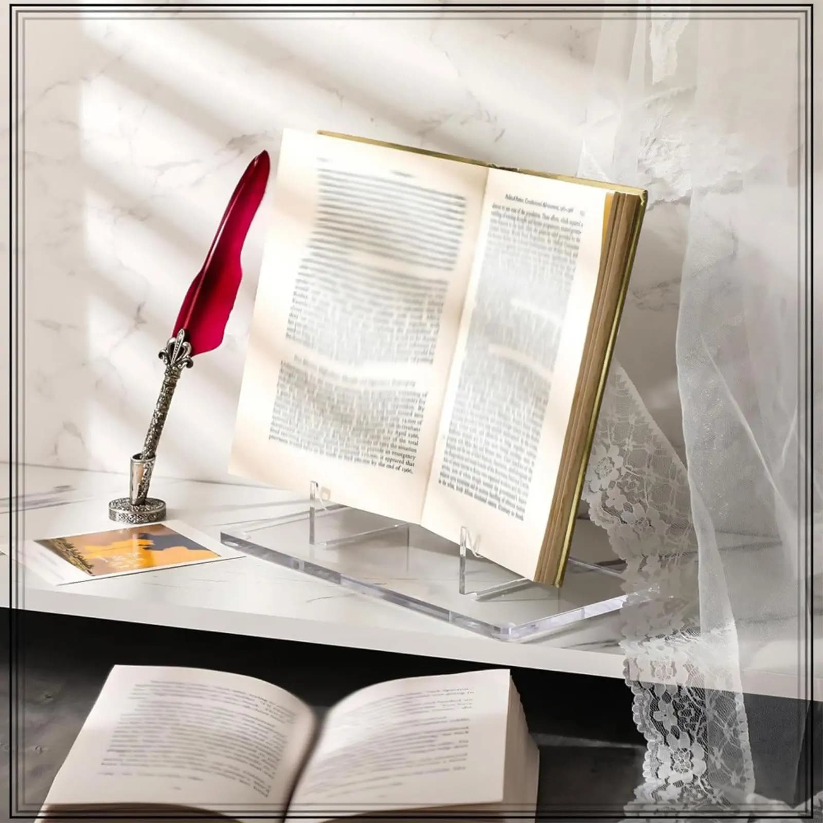 Display Stand Acrylic Clear Plate Holder Book Frame Shelf Stand for Craft Show Gallery or Office