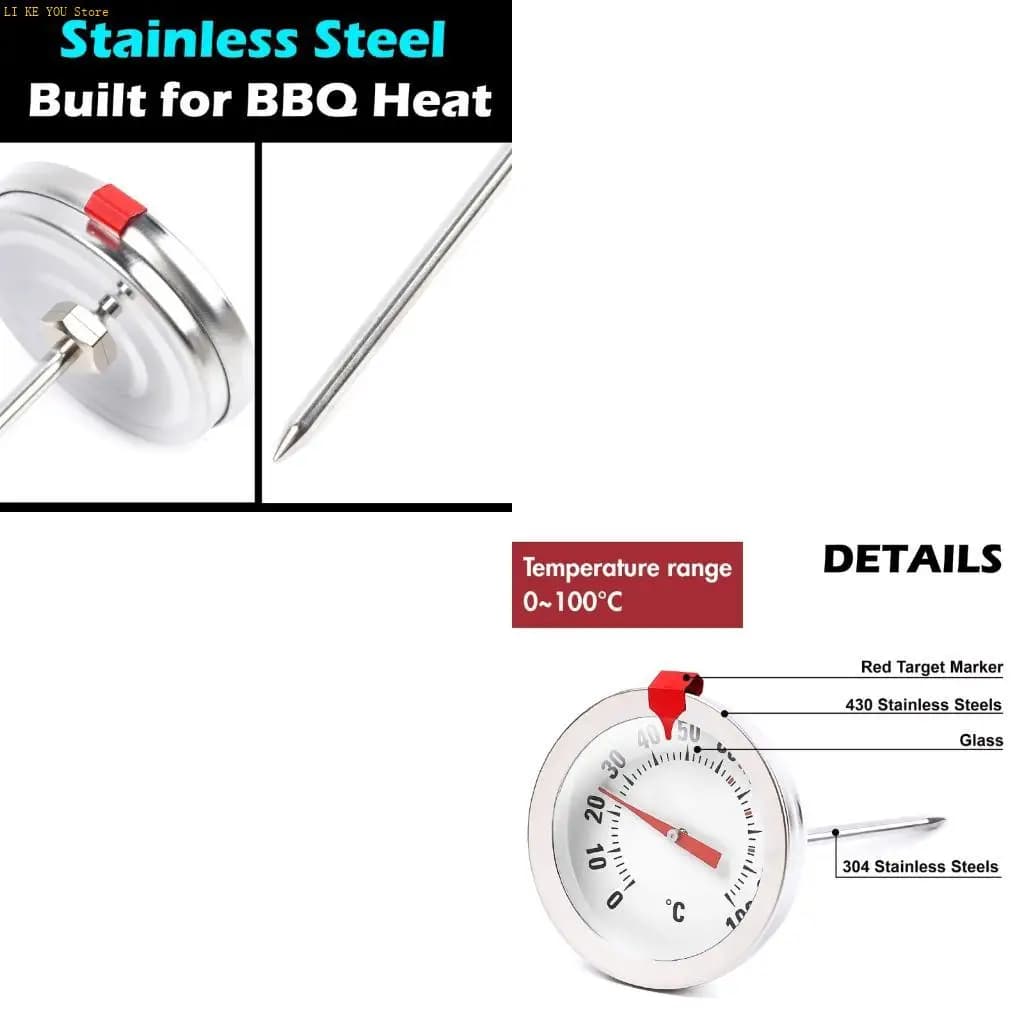 W3JE Stainless Steel Cooking Thermometers Probe Oven Safe Multipurpose for Grilling BBQ Cooking Bread Cake Baking Candy Steak