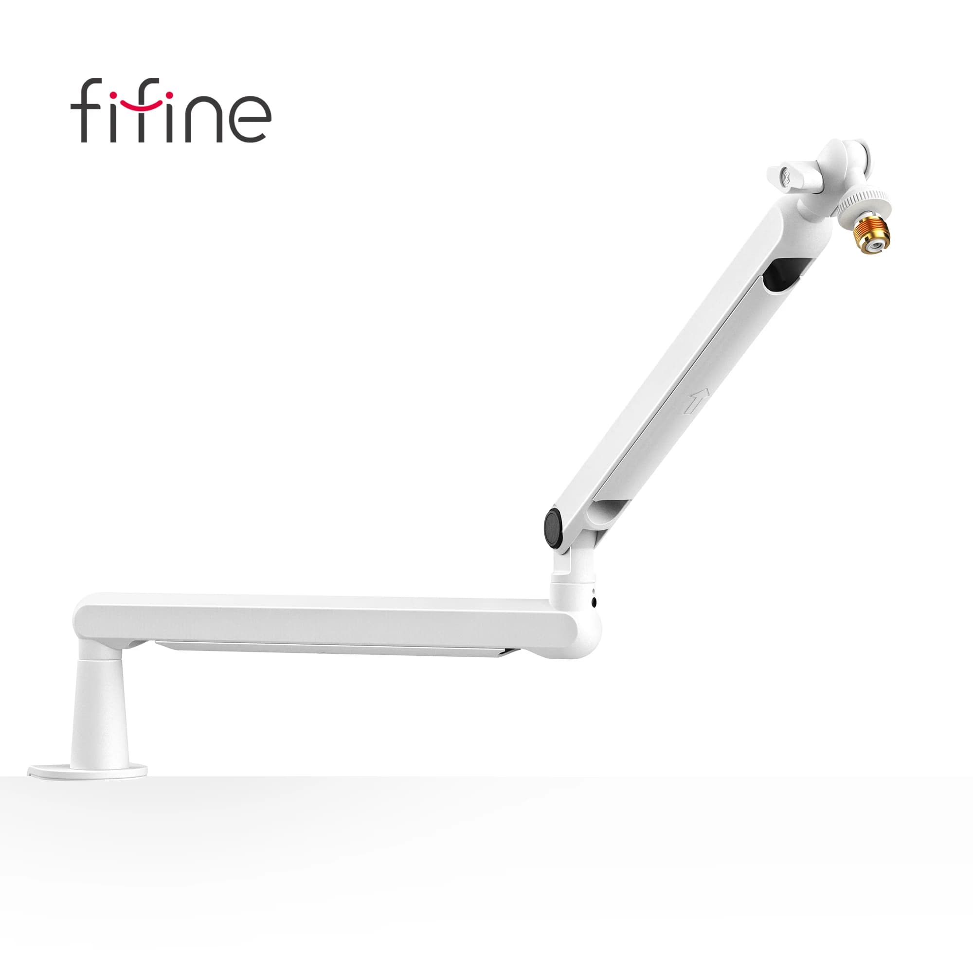 Braccio per microfono FIFINE, braccio per microfono regolabile a basso profilo con morsetto per montaggio su scrivania, cavo per streaming di giochi-Bianco BM88W