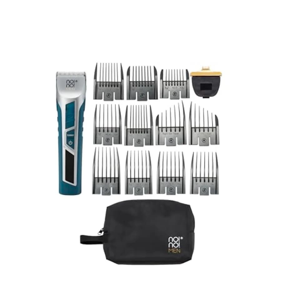 Regolabarba e tagliacapelli Elite Barber da uomo, ricaricabile, in acciaio inossidabile, nero, lama regolabile di precisione