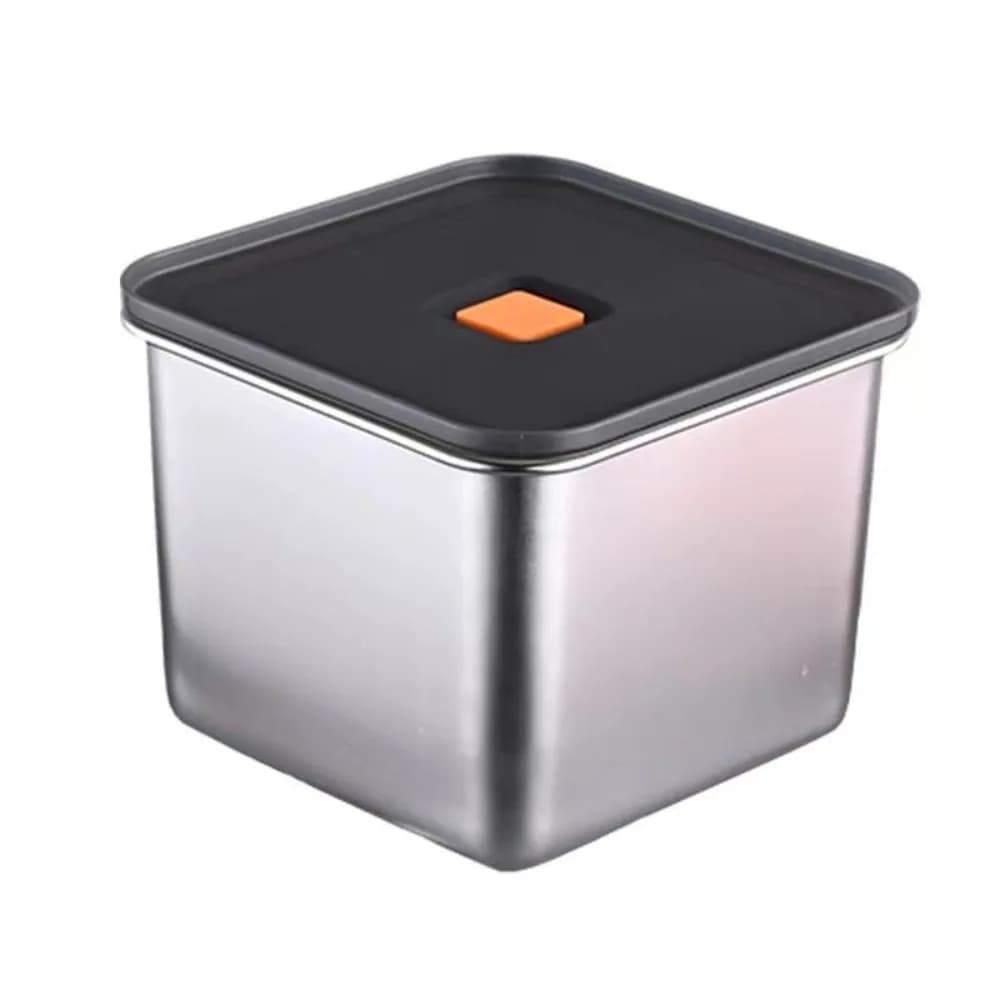 Contenitore Portatile in Acciaio Inox per Alimenti Freschi, Quadrato con Coperchio in Plastica, Scatola per Pranzo Ermetica e Anti-perdita, per Picnic