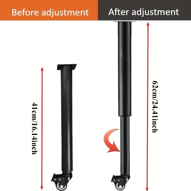 41-62 cm 2 pezzi Gambe da tavolo regolabili con rotelle bloccabili adatte per tavoli, divani, toelette e altezza regolabile